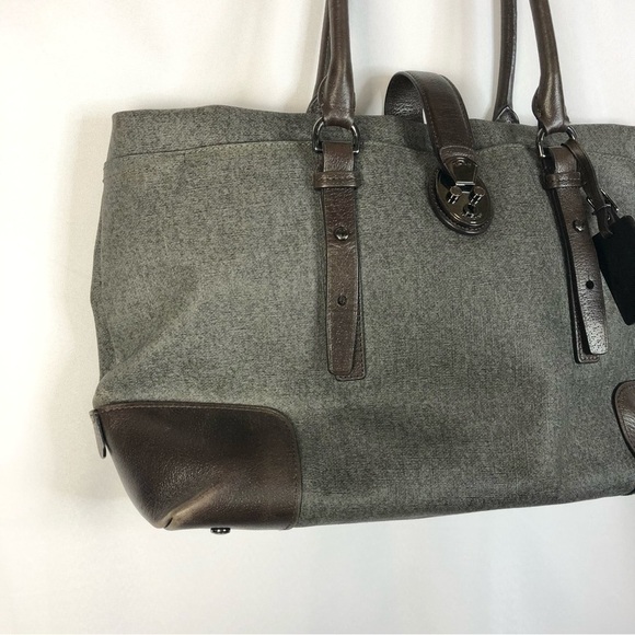 Tumi Villa Viverone Gray & Brown Leather Trimmed Business Tote - Picture 6 of 8